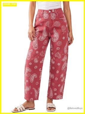 Barrel Jeans for Women Cropped High Waisted Baggy Floral